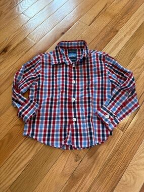 Nautica Red, Blue & White Plaid Button-Down Shirt for Kids